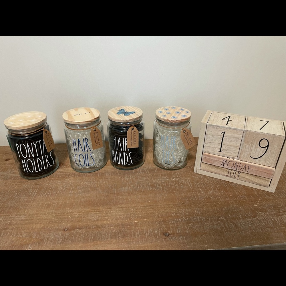 New Rae Dunn large hair tie jars